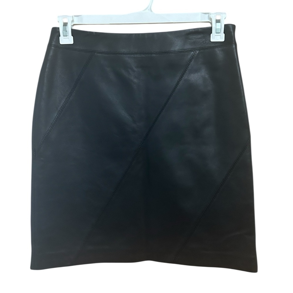 Valerie Stevens Petite Black Leather Skirt size 8P